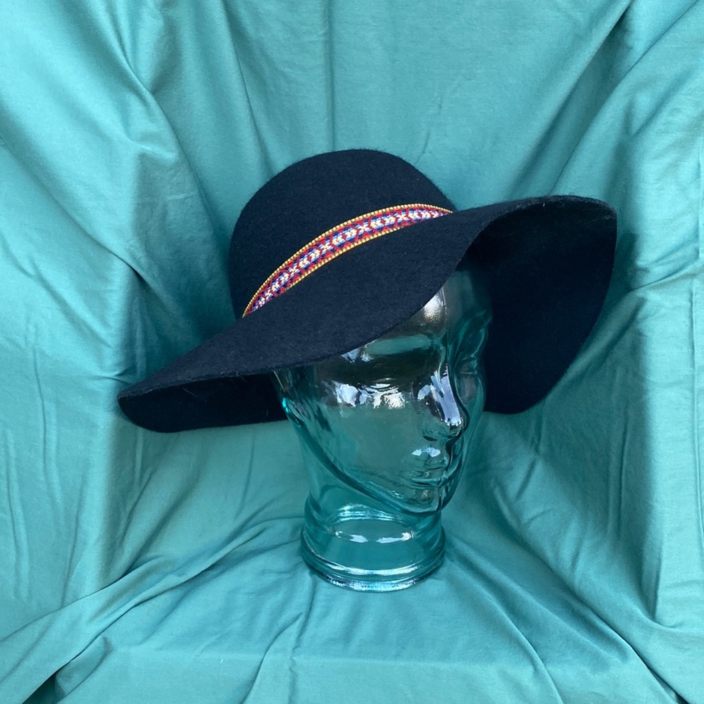 World Market boho black wool hat